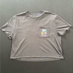 Volcom Black Crop Top with Vibrant Pocket Design